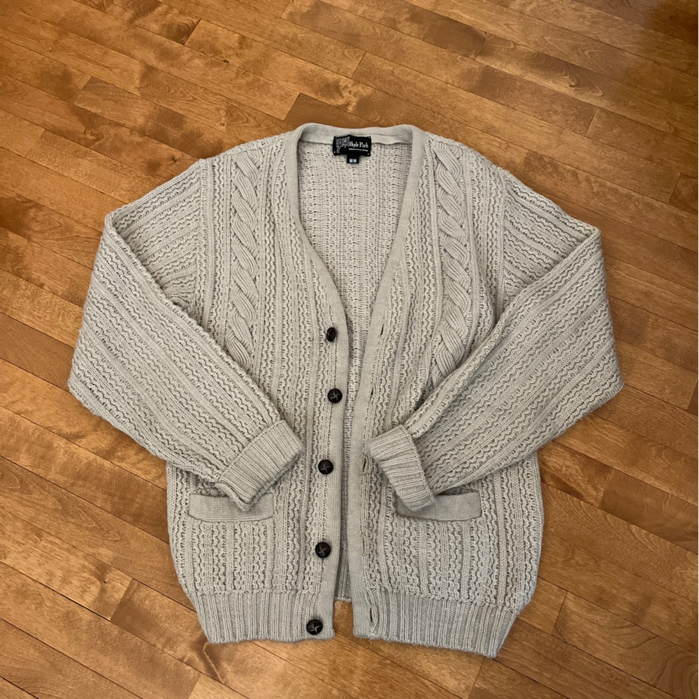 Beige Cable Knit Cardigan